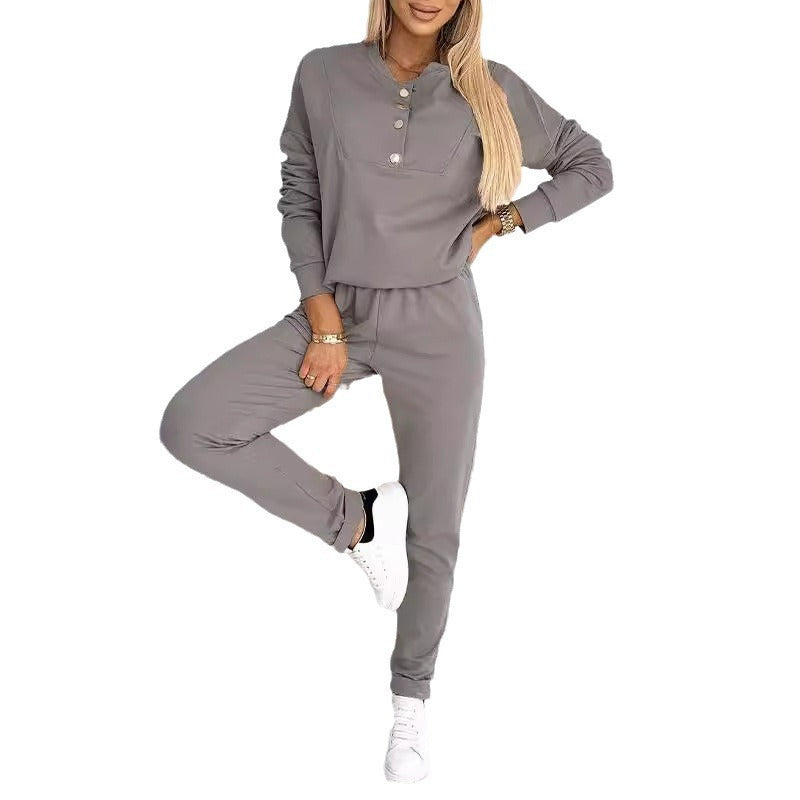 Survêtement décontracté pour femme avec détails boutonnés tendance et taille élastique Berg-Feldt