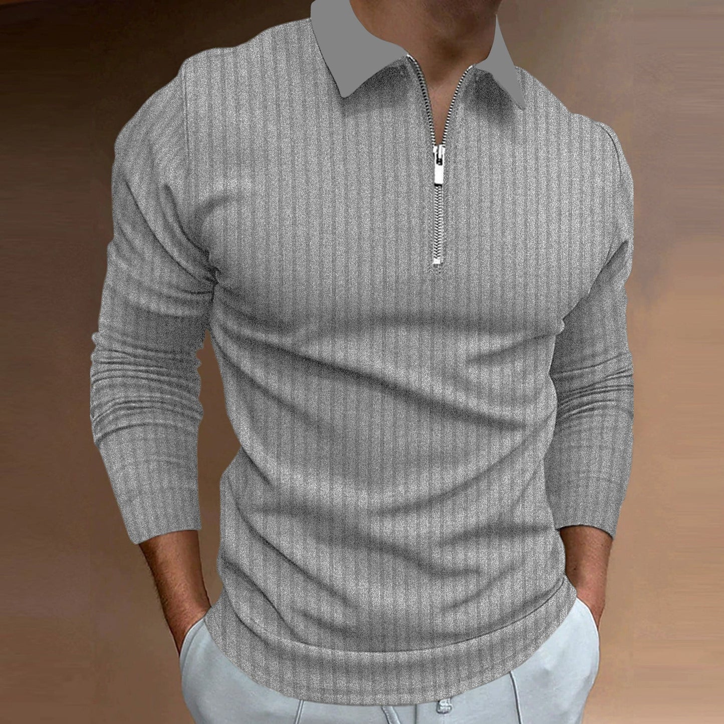 Polo pour homme avec fermeture éclair élégante et design texturé Berg-Feldt