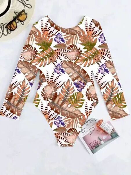 Maillot de bain femme Berg-Feldt, manches longues, imprimé tropical