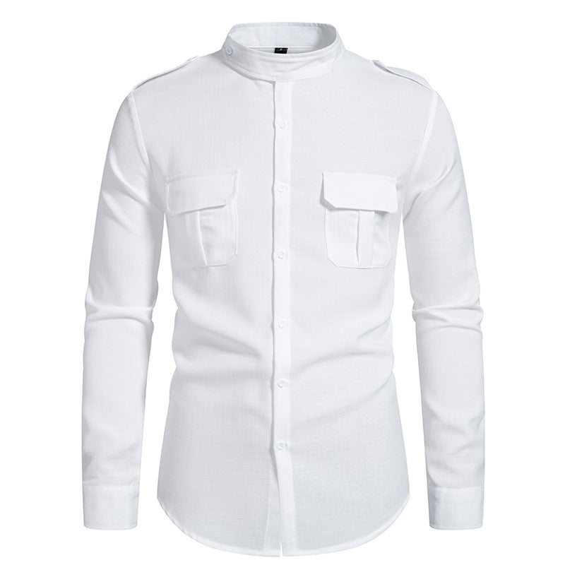 Chemise à manches longues pour homme avec deux poches poitrine pratiques et un col montant moderne Berg-Feldt