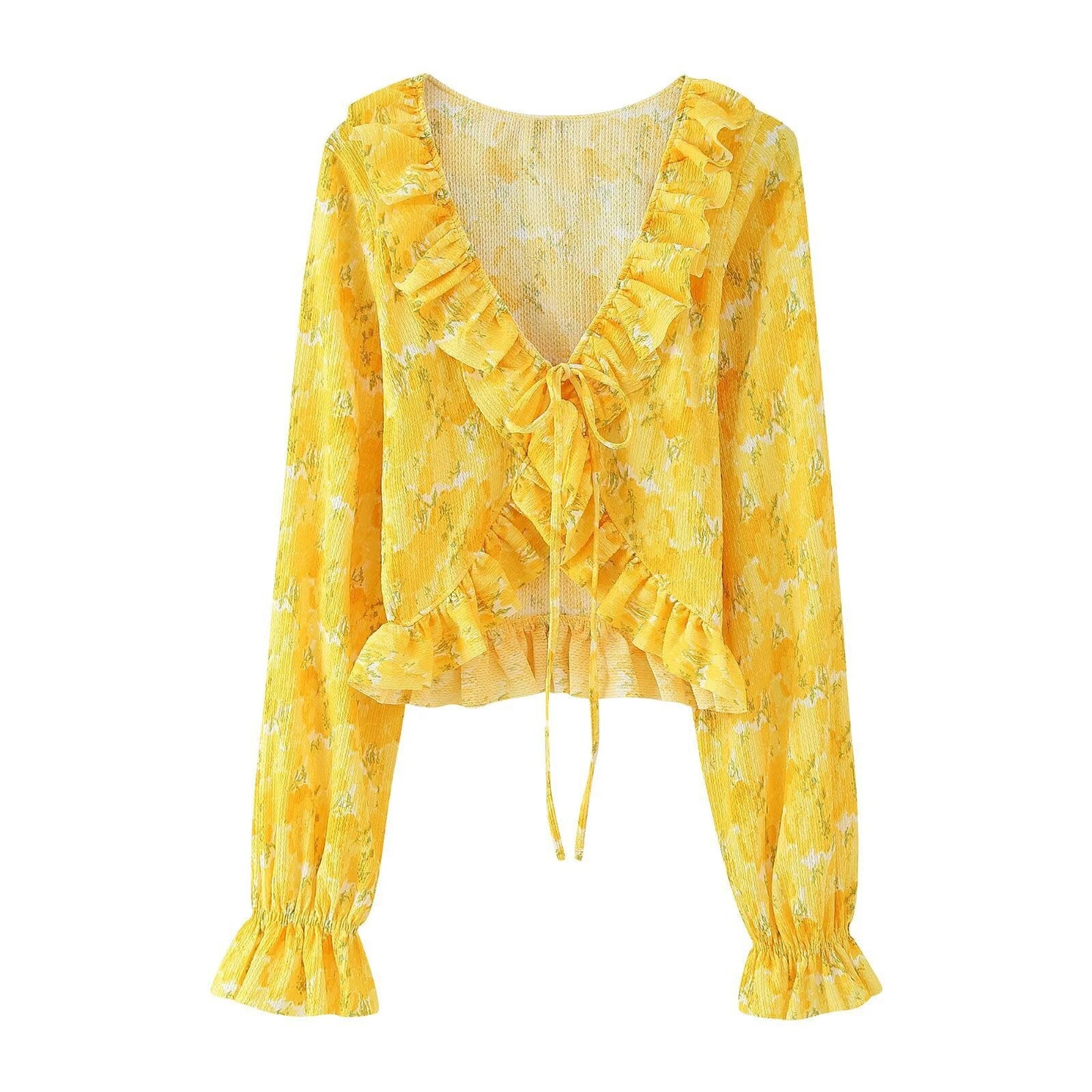 Chemisier à imprimé floral, volanté, avec ceinture à nouer Berg-Feldt.
