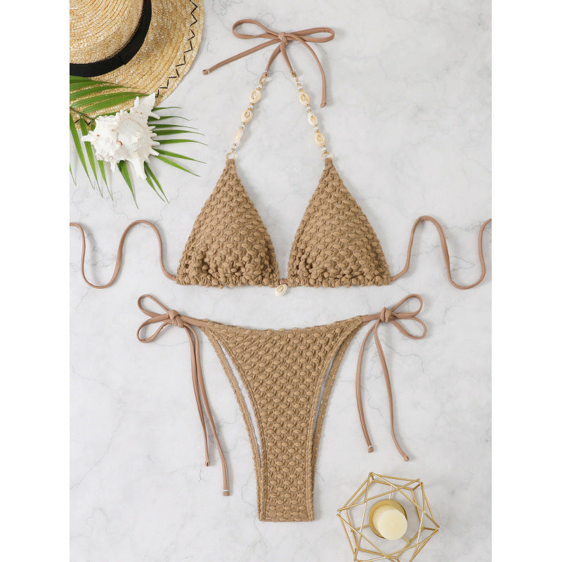 Haut de bikini triangle en crochet pour femme, bretelles ajustables, berg-feldt