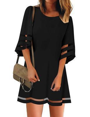 Robe cache-cœur Berg-Feldt pour femme, avec manches trompette et décolleté superposé