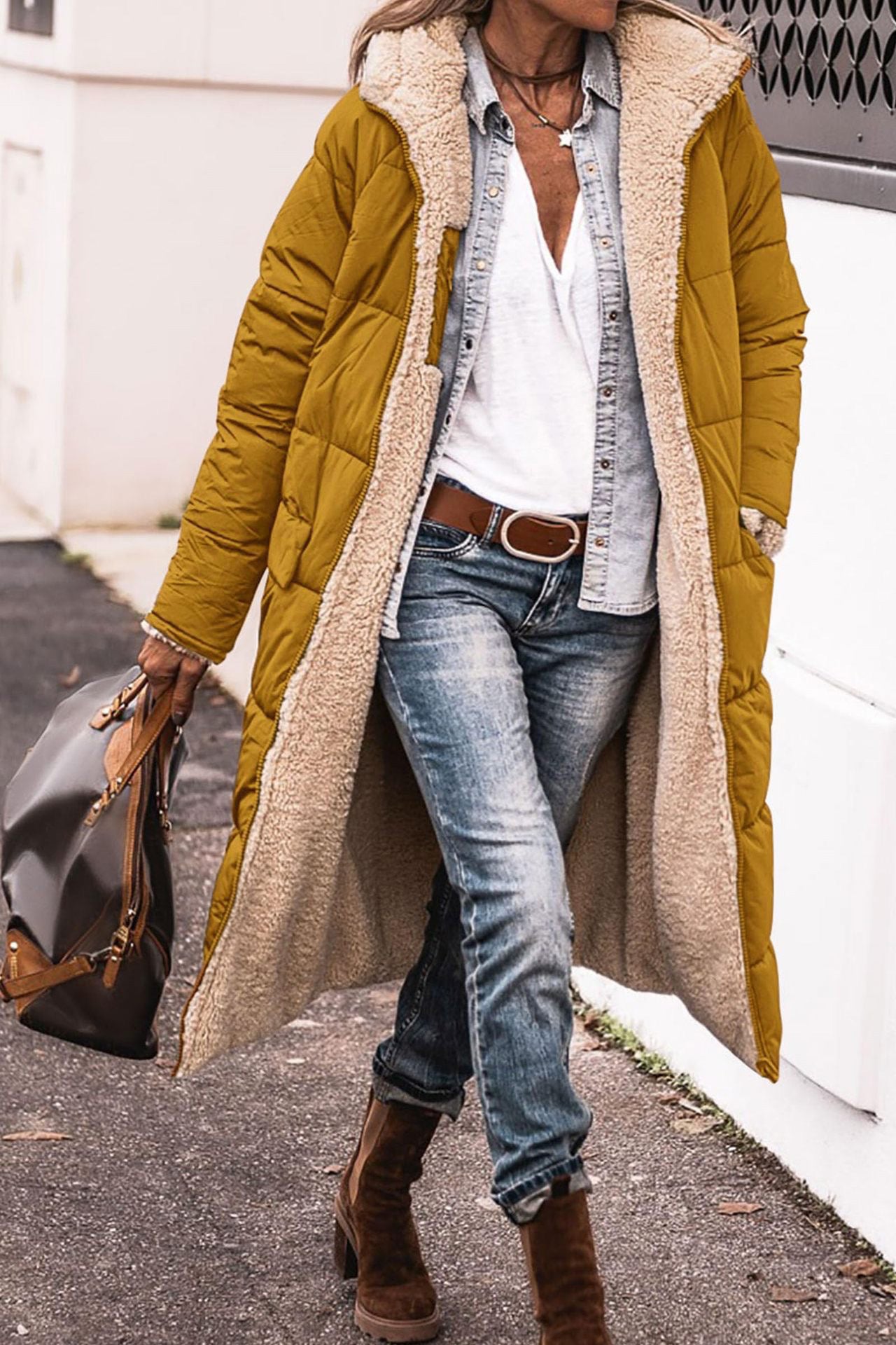 Damen Longline-Winterjacke mit luxuriöser Innenseite Berg-Feldt