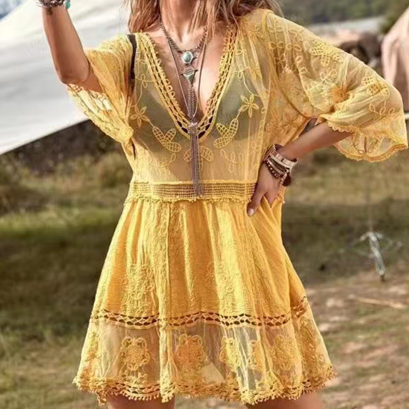 Berg-Feldt Robe pour Femme : Élégante, Transparente, brodée