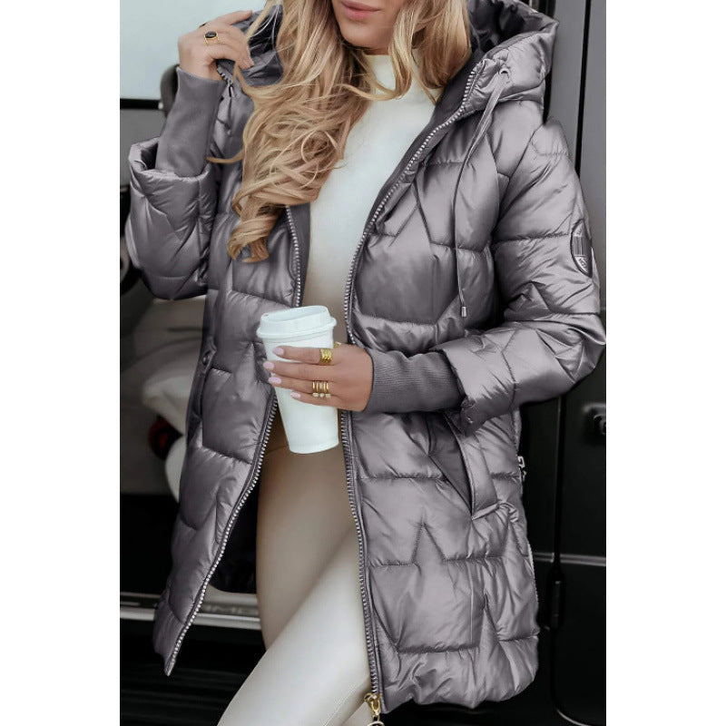 Veste matelassée longue pour femme avec doublure de capuche amovible et poches latérales zippées Berg-Feldt