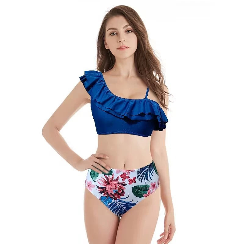 Ensemble bikini imprimé floral à volants taille haute pour femme par berg-feldt