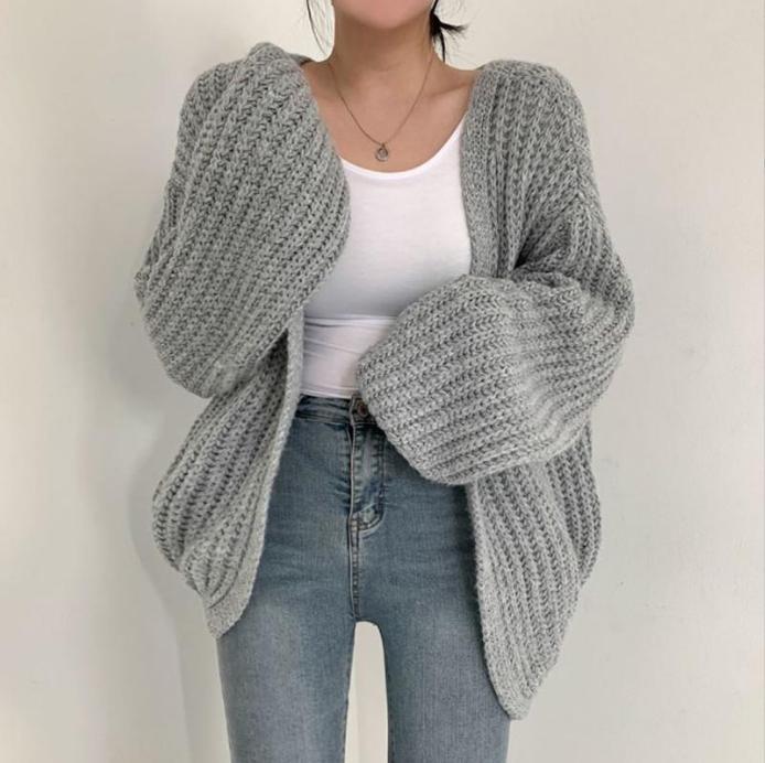 Cardigan oversize en grosse maille avec col en V profond pour femme Berg-Feldt