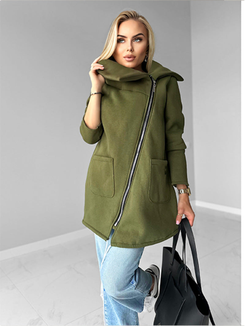 Berg-Feldt | Reißverschluss Revers Mid Length Fleece Sweatshirt Jacke