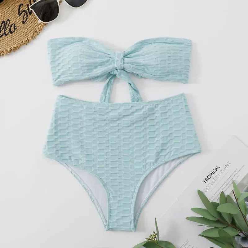 Berg-Feldt Haut de Bikini Bandeau Texturé Taille Haute pour Femme