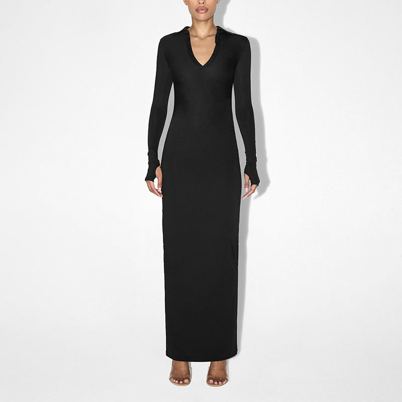 Robe longue froncée à manches longues Berg-Feldt pour femme