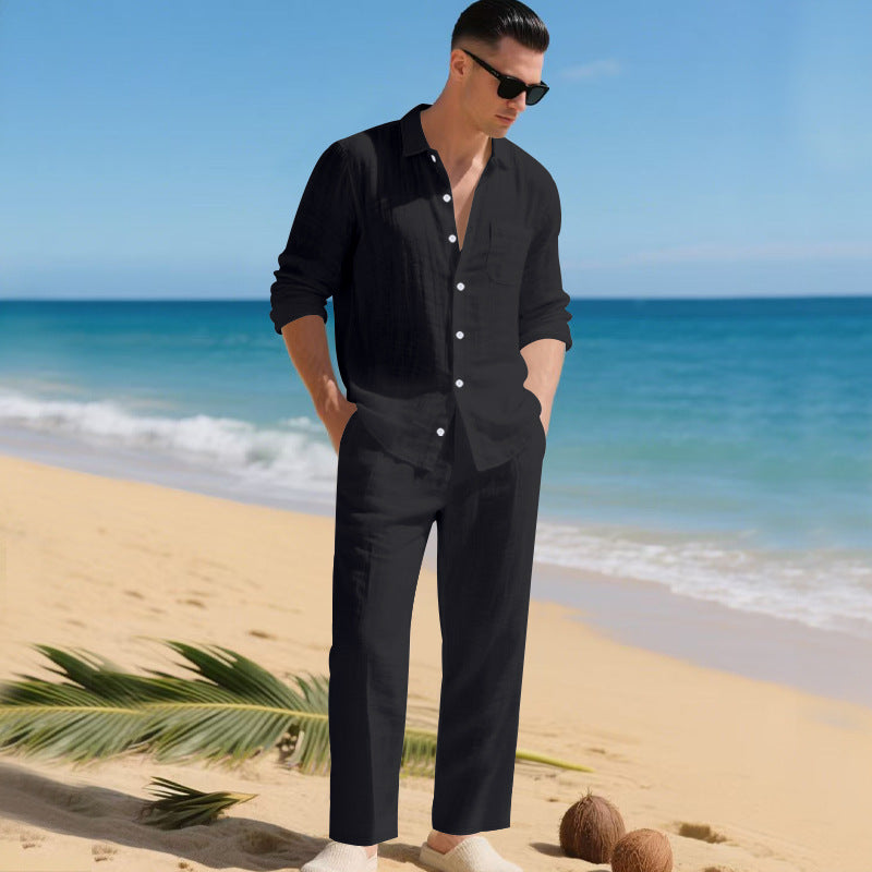 Herren leichtes Leinen-Outfit mit stilvollem Hemd und eleganter Hose Berg-Feldt