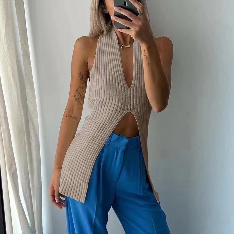 Stricktop mit offenem Rücken, gerippt, von berg-feldt für Damen