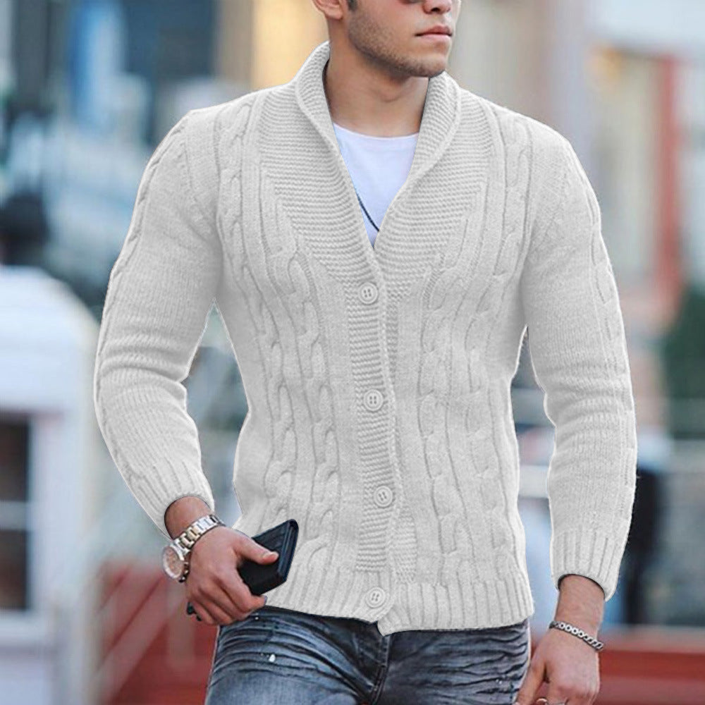 Cardigan tricoté pour hommes avec motif tressé unique et col châle tendance Berg-Feldt