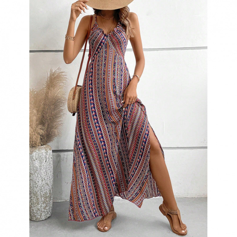 Robe longue fendue à fines bretelles pour femme par berg-feldt