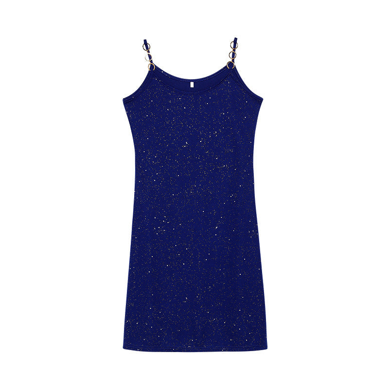 Robe courte Berg-Feldt pour femme, à bretelles spaghetti et tissu brillant