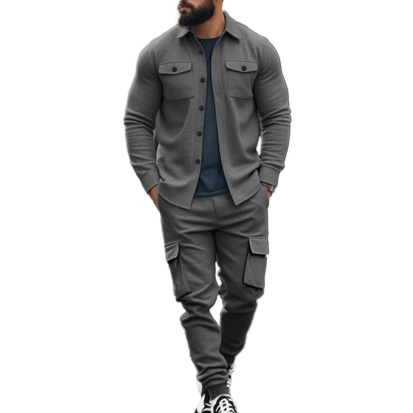 Ensemble cargo pour homme, chemise décontractée et pantalon élastique Berg-Feldt