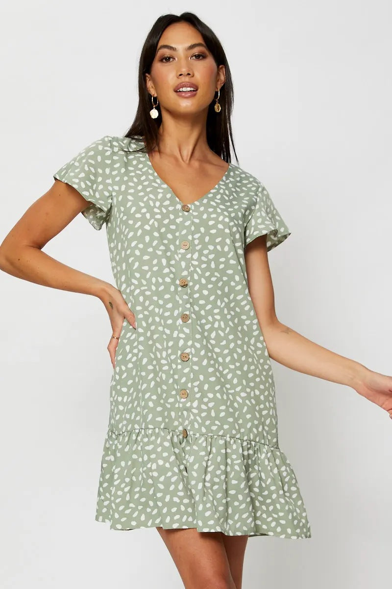 Berg-Feldt Robe d'été femme avec volants et boutons