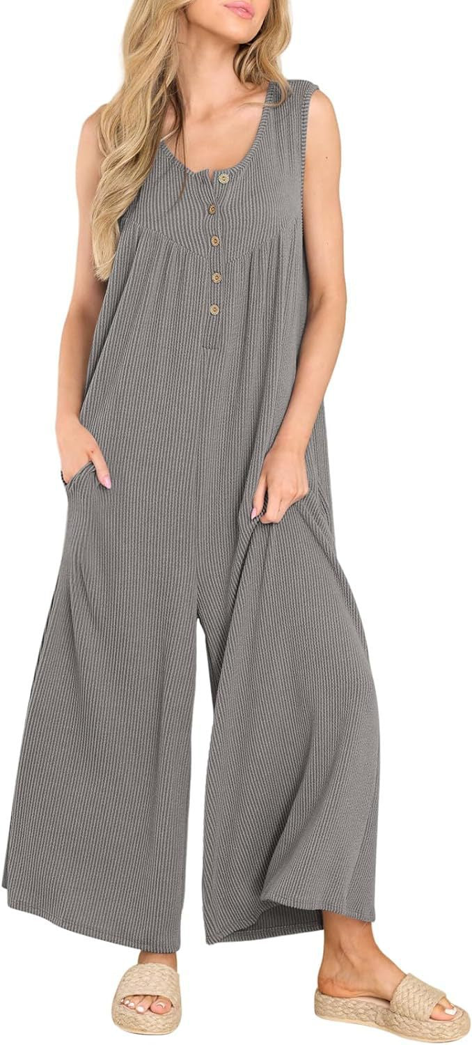 Elegantes, bequemes Damen-Jumpsuit mit Knöpfen und weiten Hosenbeinen von berg-feldt