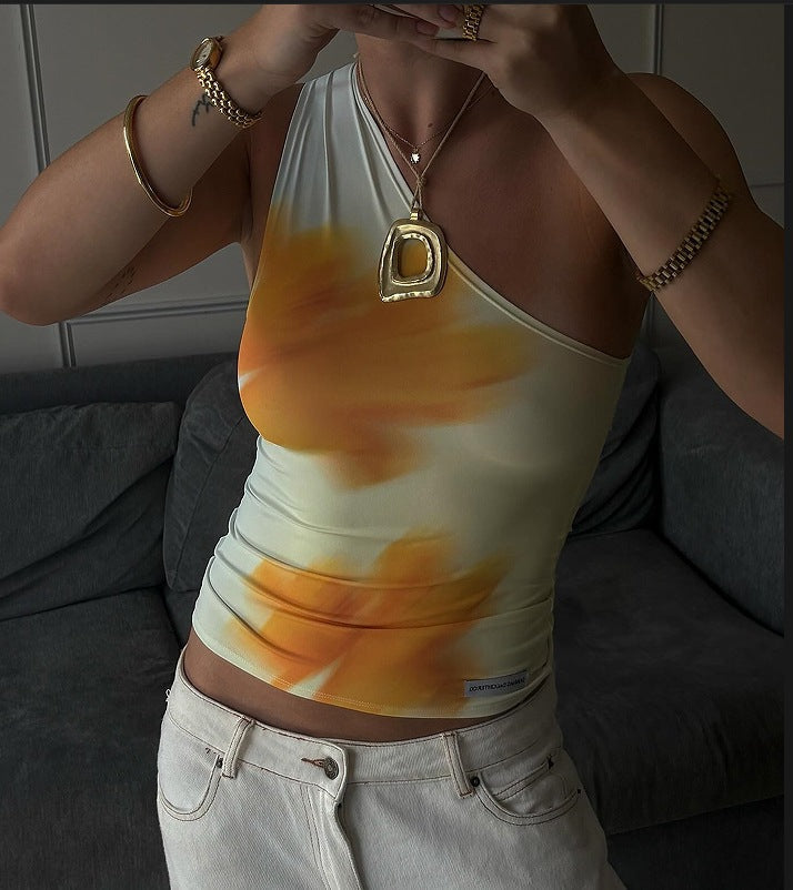 Women's Asymmetrical Floral Print Top by berg-feldt