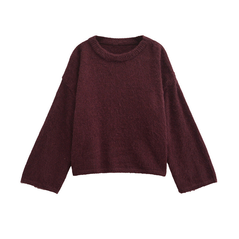 Pull-over en maille épaisse pour femme, coupe décontractée et encolure ronde large, Berg-Feldt