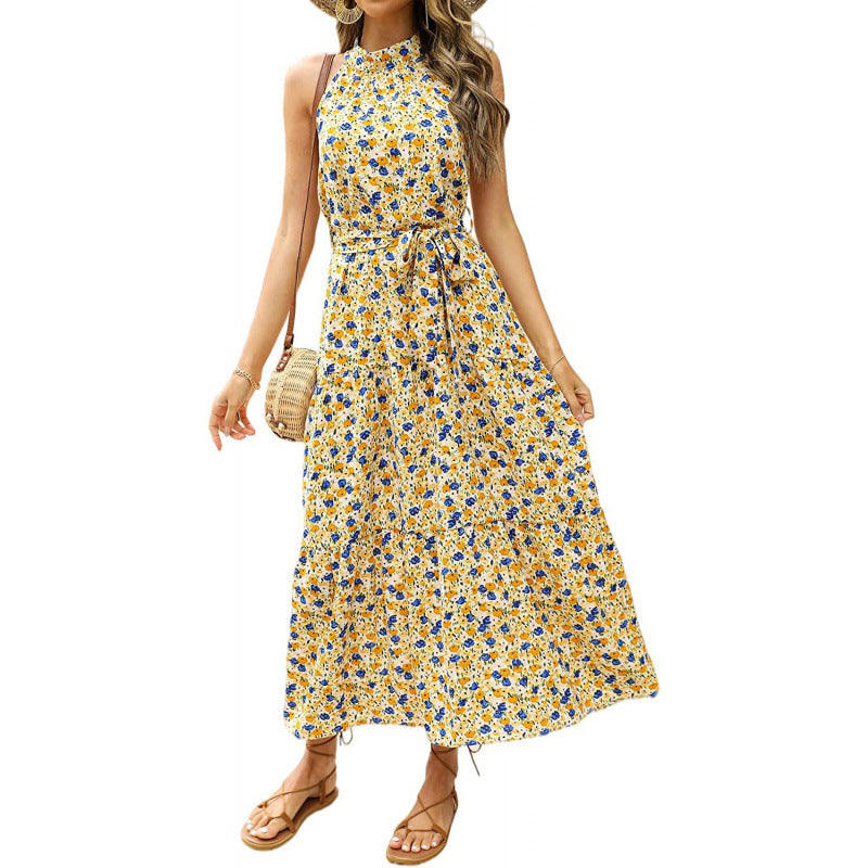 Robe longue à motif floral, ceinture à nouer ajustable de berg-feldt