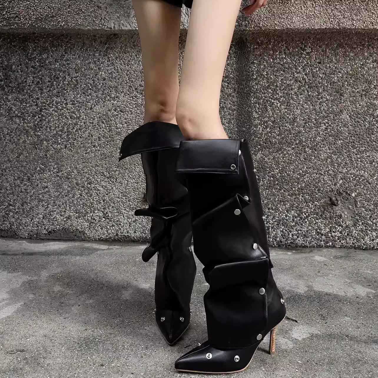 Damen Overknee-Stiefel Stylische mit innovativem Design und elegantem Absatz Berg-Feldt