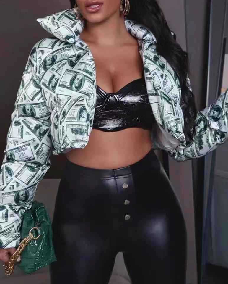 Damen-Steppjacke courte motif dollars Berg-Feldt