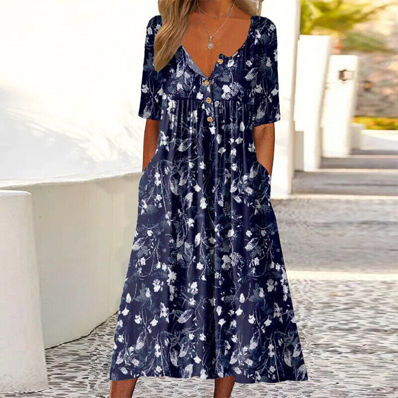 Robe longue fleurie boutonnée femme berg-feldt