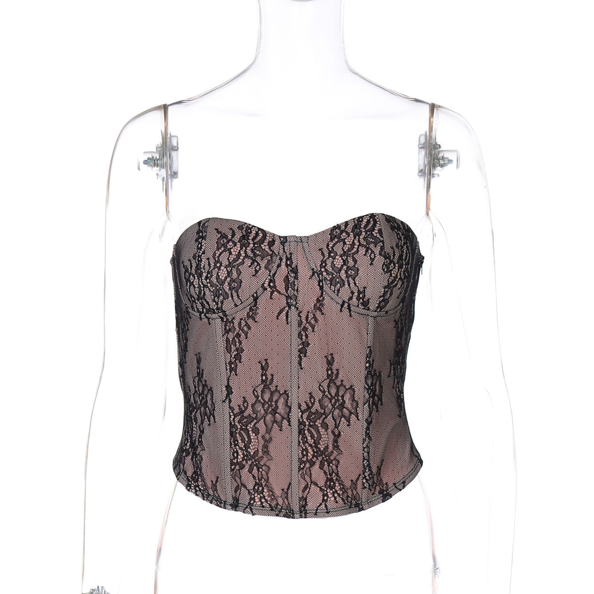 Bustier élégant pour femme avec motif en dentelle intégrale et fines bretelles de berg-feldt