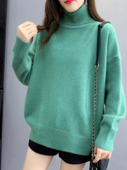 Damen Oversized Pullover mit hohem Kragen und Puffärmeln Berg-Feldt