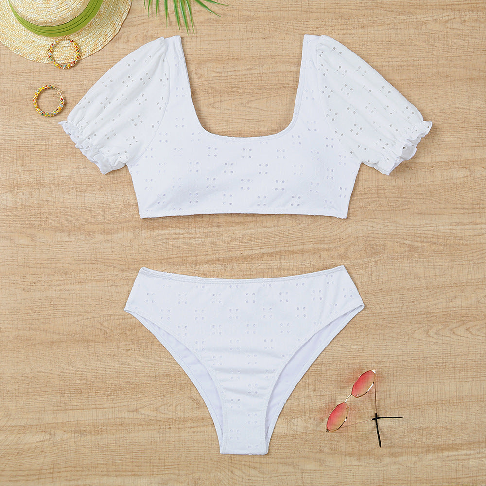 Maillot de bain deux pièces élégant avec manches bouffantes et culotte taille haute pour femme, par berg-feldt