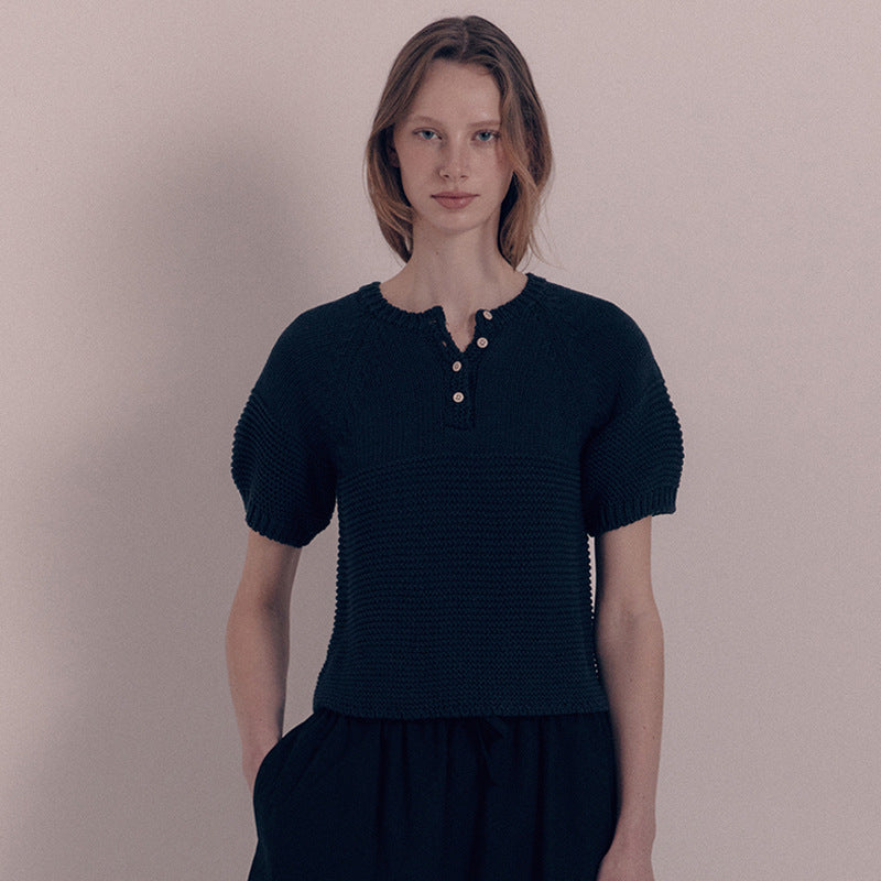 Pull en maille Berg-Feldt pour femme avec patte de boutonnage unique et manches larges