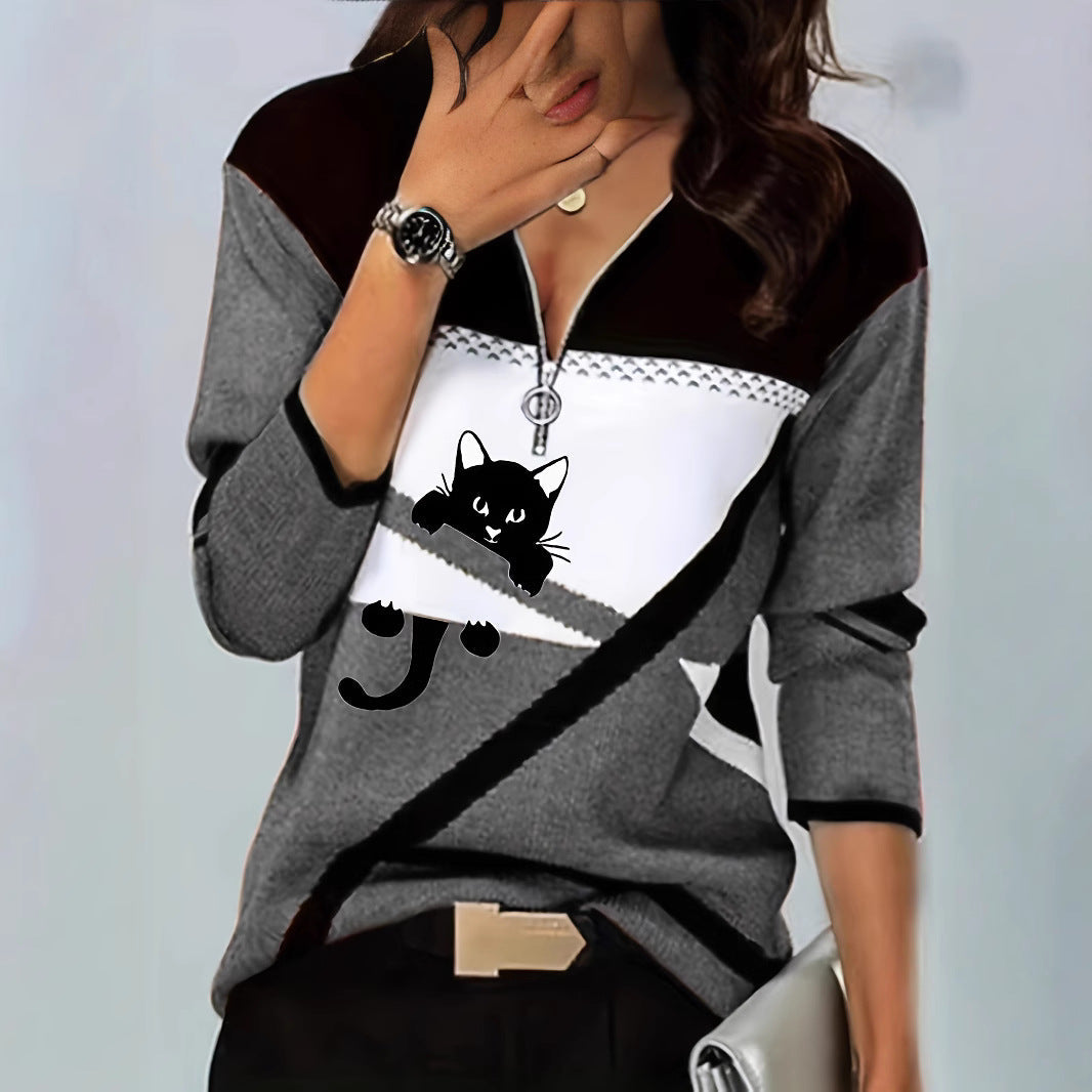 Pull-over femme Berg-Feldt à motif chat pour les loisirs