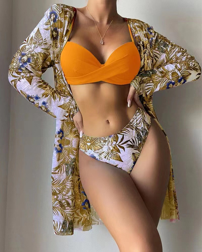 Berg-Feldt Maillot de Bain Kimono à motif tropical pour femme