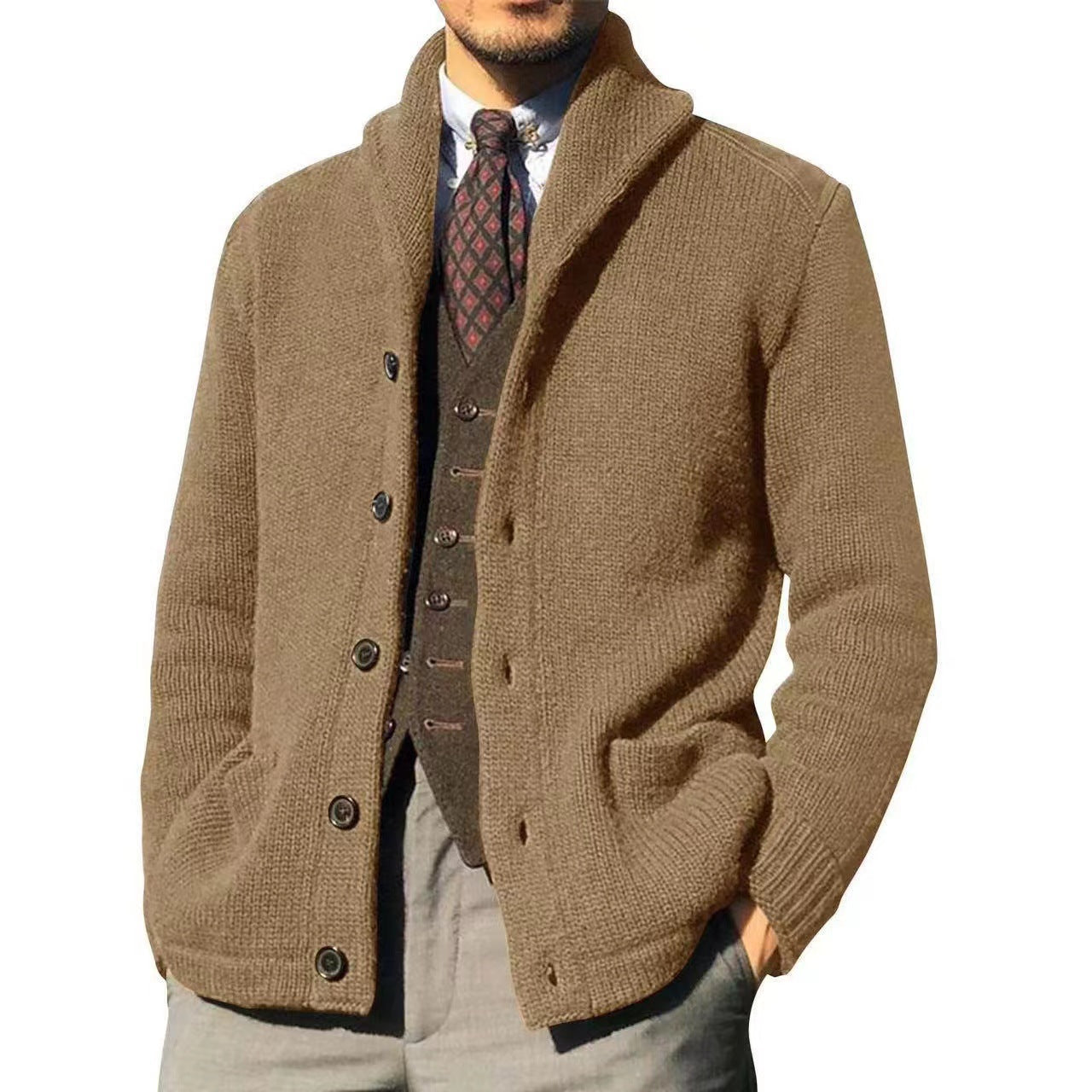 Herren Strickjacke im modernen Casual-Stil mit Schalkragen Berg-Feldt