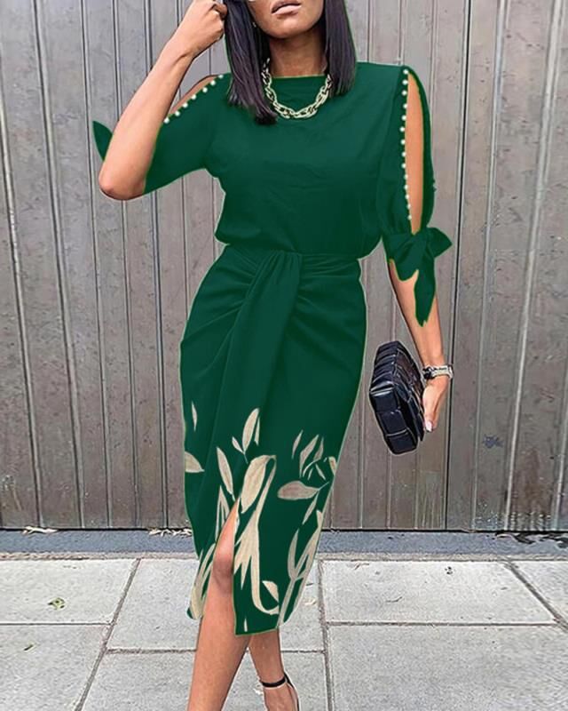 Damen-Midikleid mit elegantem Bindegürtel und modischen Ärmelausschnitten Berg-Feldt