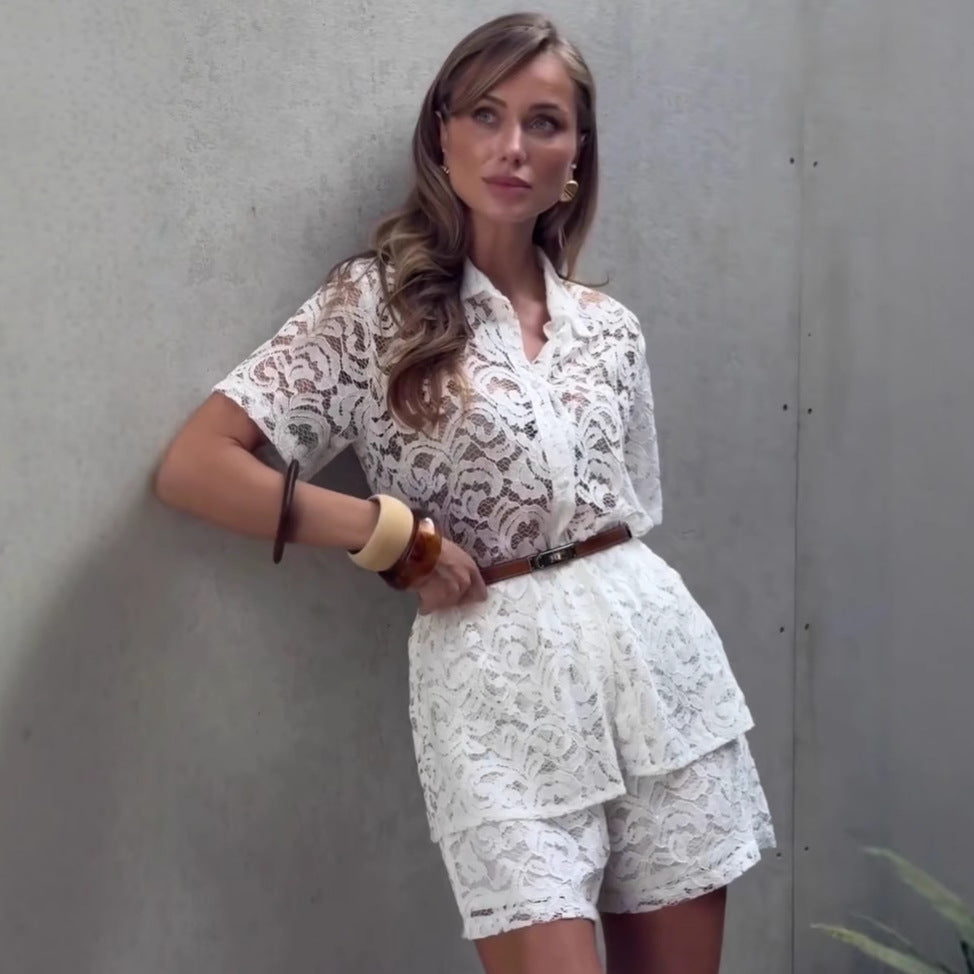 Ensemble chic et aéré haut et short en dentelle pour femme berg-feldt