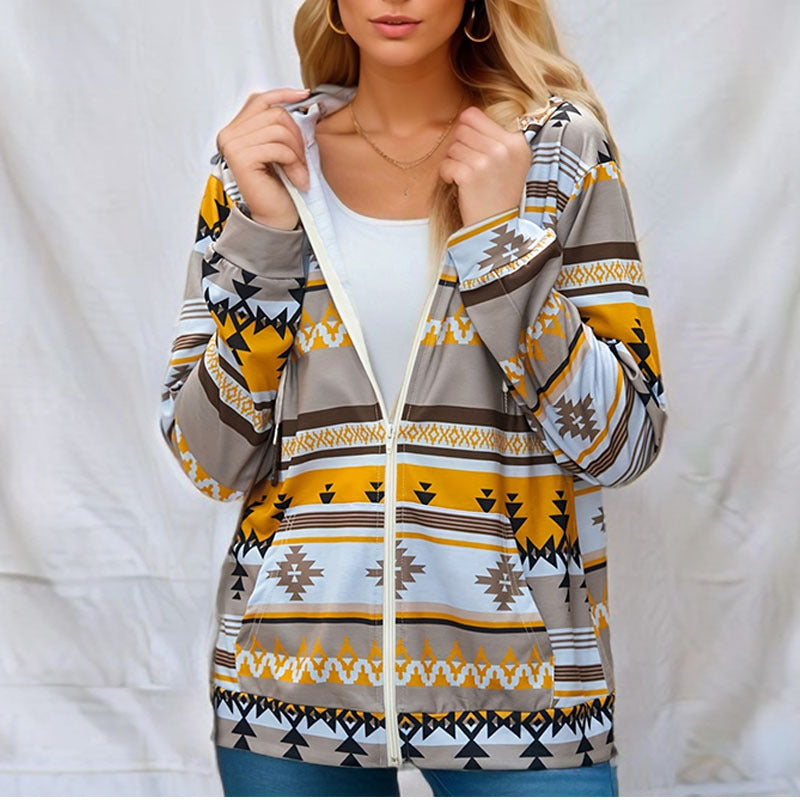 Veste à capuche tendance pour femme avec motif tribal et poches de berg-feldt