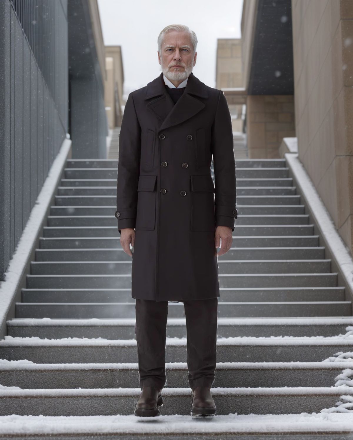 Herren eleganter Dufflecoat mit tiefem Revers und praktischen Taschen Berg-Feldt