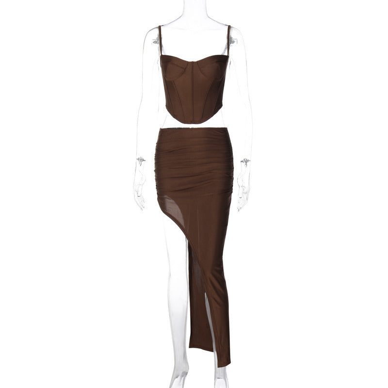 Wickelrock und Cropped Top für Damen mit asymmetrischem Schnitt und Raffungen von berg-feldt