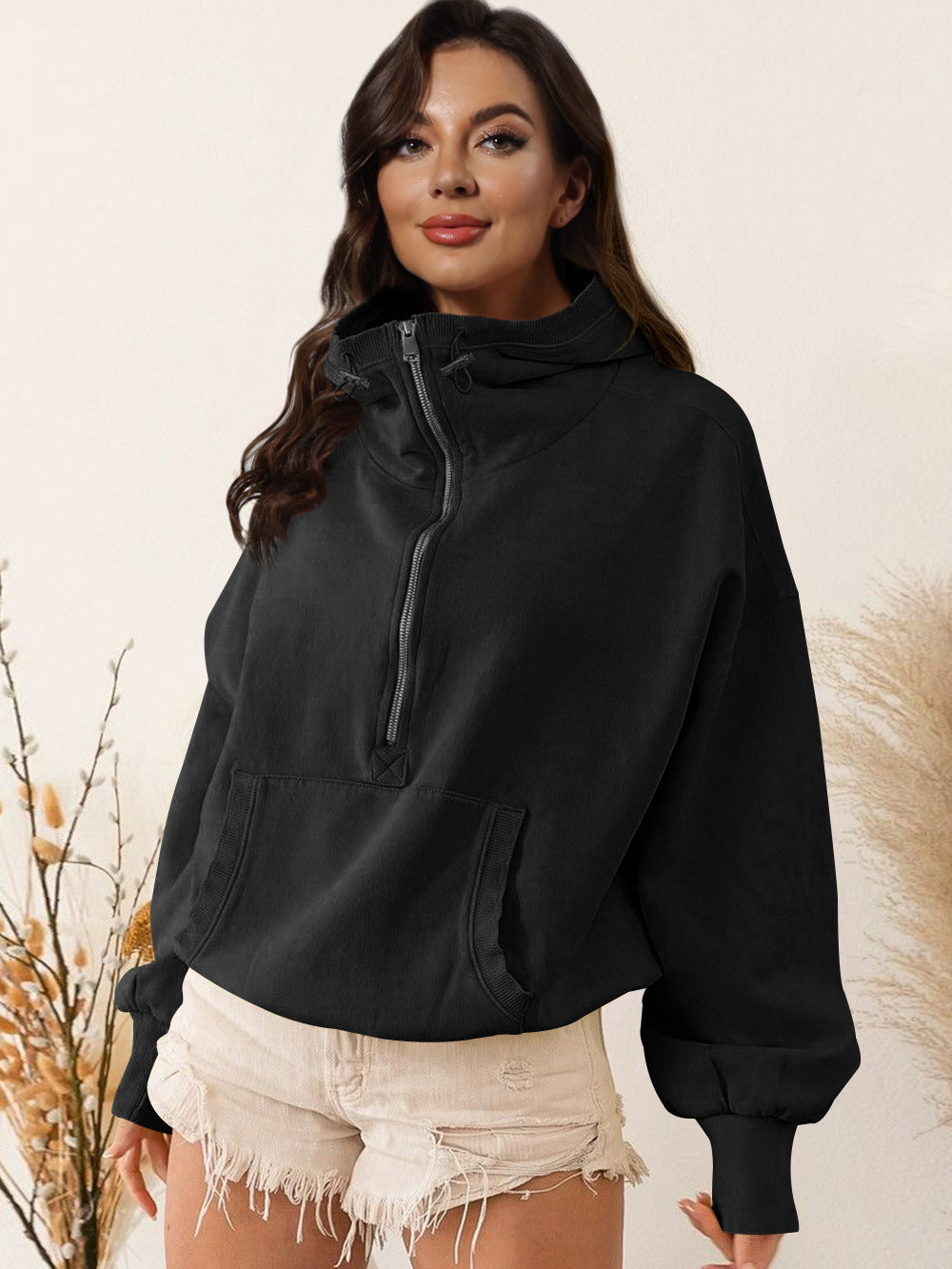Sweat à capuche décontracté mi-zippé Femme Berg-Feldt