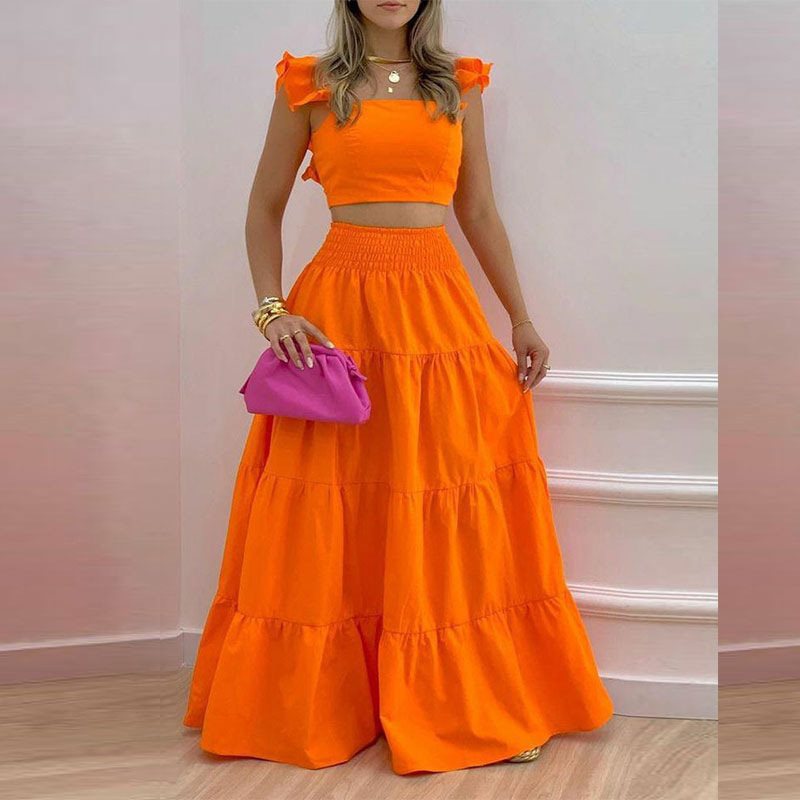 Robe longue bohème pour femme avec jupe ample et haut Bardot de berg-feldt