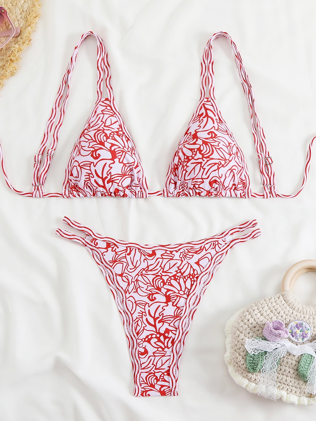 Ensemble de bikini berg-feldt avec haut triangle, imprimé floral et bretelles réglables