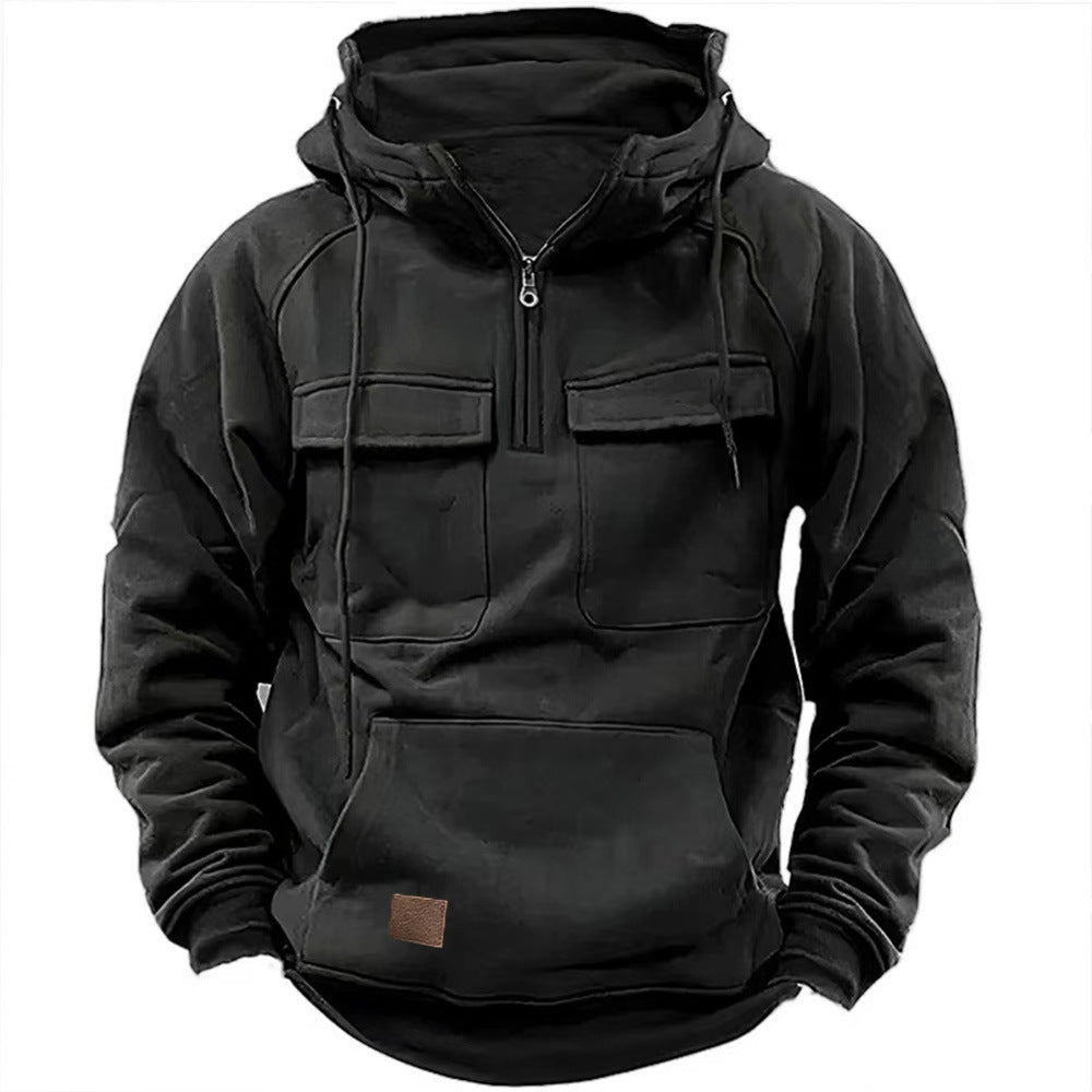Hoodie utilitaire pour hommes avec poches plaquées et demi-fermeture éclair Berg-Feldt