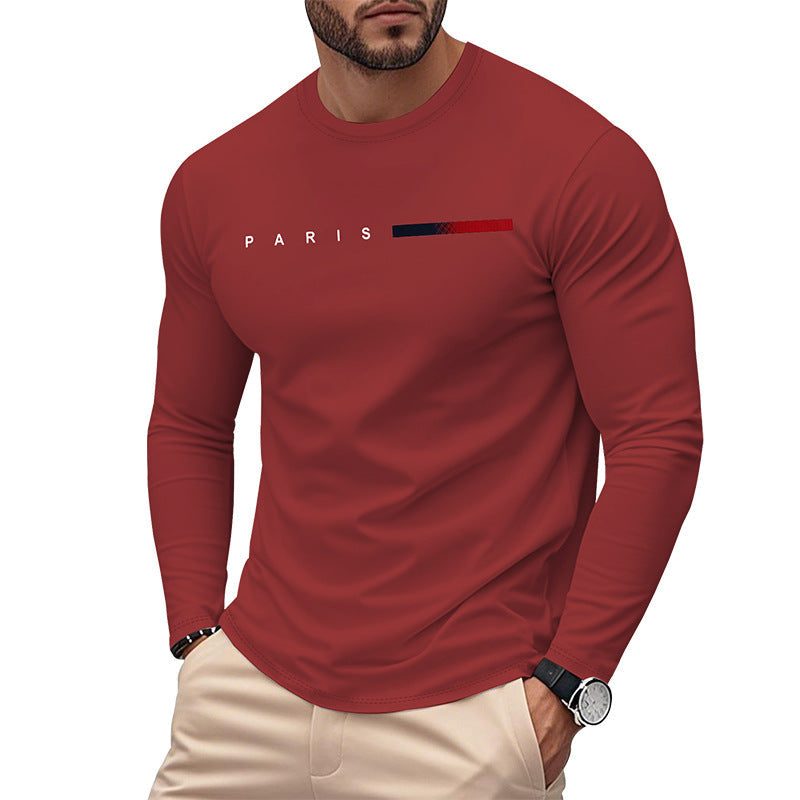 T-shirt à manches longues pour homme avec imprimé Paris moderne et ourlet élastique Berg-Feldt