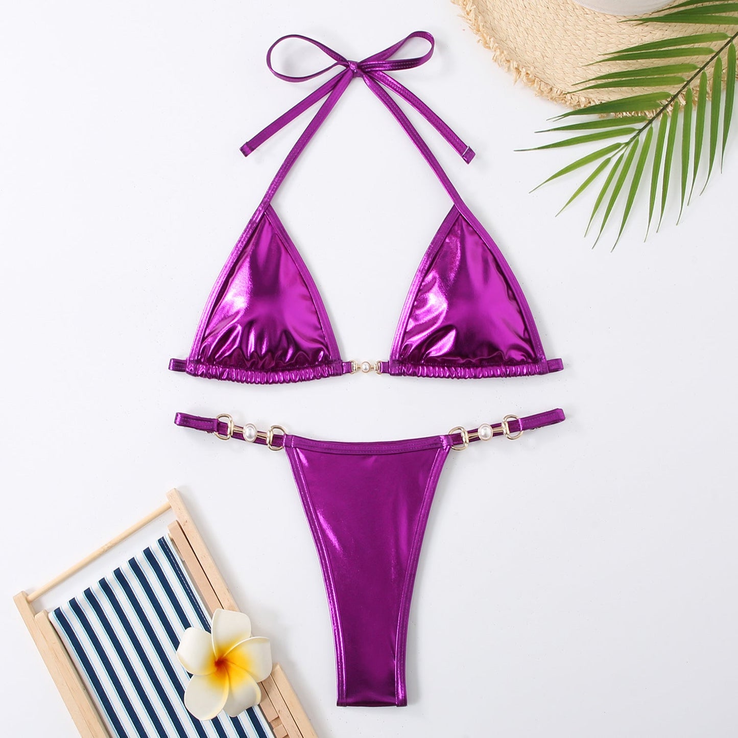 Haut de bikini triangle brillant taille haute Berg-Feldt pour femme