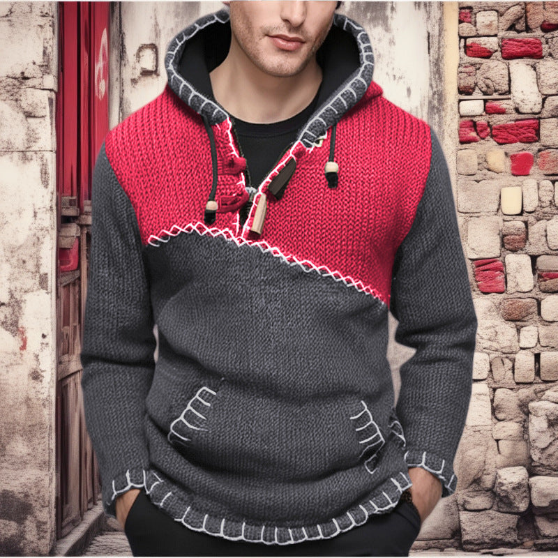 Herren-Kapuzenpullover mit einzigartigem Zickzackmuster und hochwertiger Strickstruktur Berg-Feldt