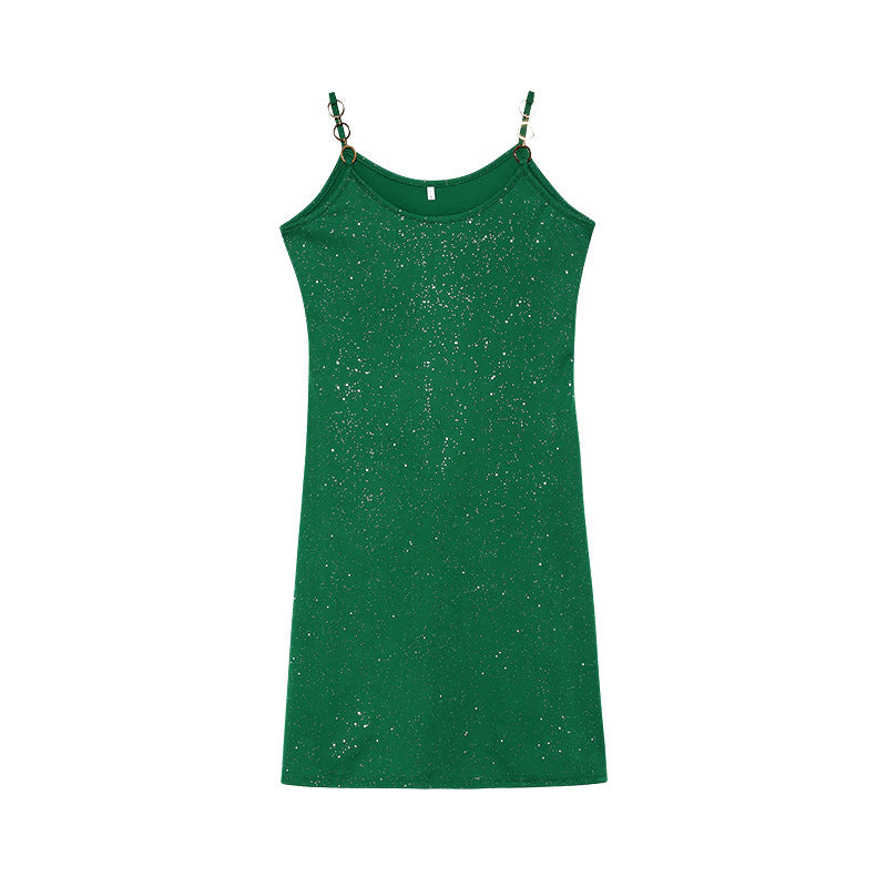 Robe courte Berg-Feldt pour femme, à bretelles spaghetti et tissu brillant