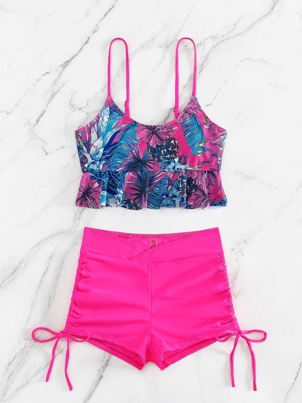 Ensemble de tankini Berg-feldt pour femme avec ourlet évasé et motif floral